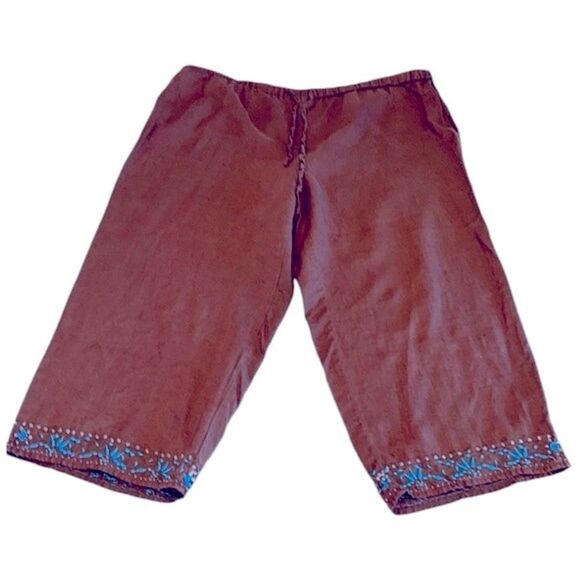 Vintage Richard Malcolm Woman Linen Drawstring Waist Cropped Pants Size 1X - Picture 2 of 10